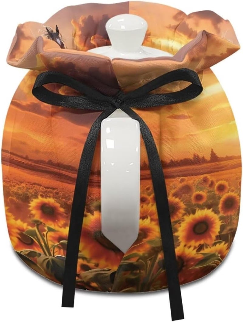 Flashideas Sunflower Horse Tea Cozy Teapot Cozies Dust Proof Insulated Teapot Cover Keep Warm Home Kitchen Table Decorative Accessories Tea Kettle Quilt for Hotel Restaurant Tea Party - Image 3